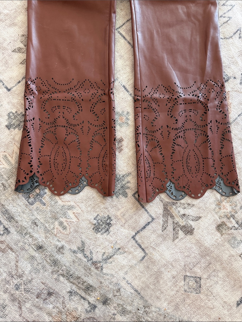 Anthropologie Faux Leather Laser Cut Pants - Picture 2 of 4